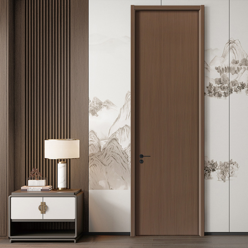 Cửa gỗ nội thất bằng gỗ óc chó màu đen Veneer PVC Cửa gỗ nội thất bằng gỗ óc chó màu đen Veneer PVC